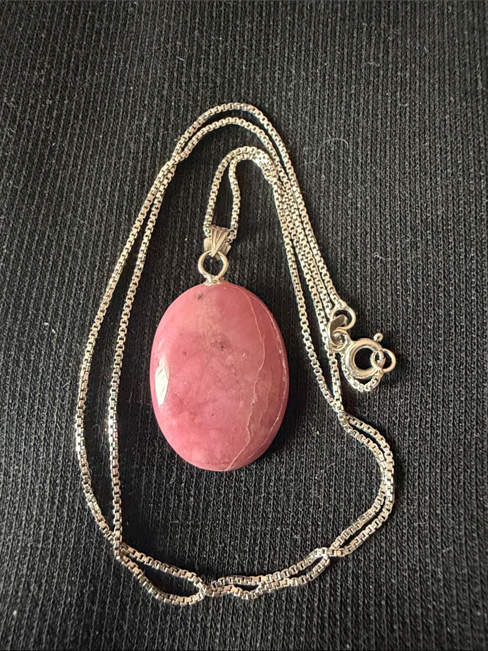 Vintage 925 sterling silver necklace with natural pink gemstone - Picture 11 of 11